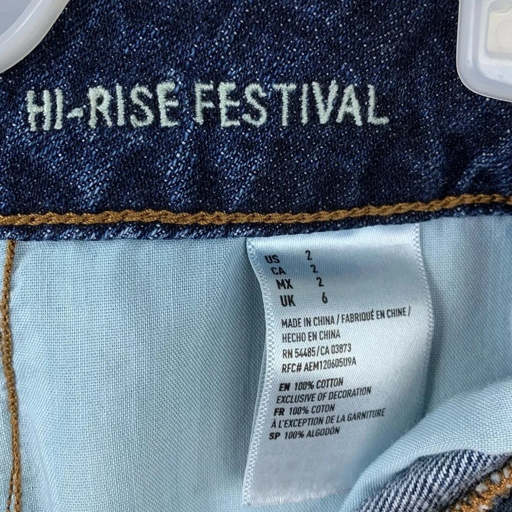 American Eagle Hi-Rise Festival Cutoff Jean Shorts Size 2 - Picture 7 of 8